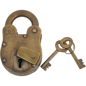 imageDeco 79 Brass Metal Lock And Key 1quot x 3quot x 2quot Dark Gray3 x 4 x 1