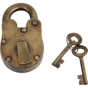 imageDeco 79 Brass Metal Lock And Key 1quot x 3quot x 2quot Dark Gray3 x 4 x 2