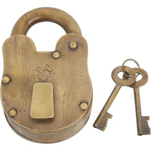 imageDeco 79 Brass Metal Lock And Key 1quot x 3quot x 2quot Dark Gray3 x 5 x 1
