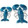 imageDeco 79 Aluminum Metal Lobster Living Room Decor Tray Enameled Ottoman Tray with Silver Metal Exterior Set of 2 Serving Tray 11quot 9quot W TealBlue