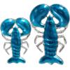 imageDeco 79 Aluminum Metal Lobster Living Room Decor Tray Enameled Ottoman Tray with Silver Metal Exterior Set of 2 Serving Tray 11quot 9quot W TealBlue