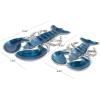 imageDeco 79 Aluminum Metal Lobster Living Room Decor Tray Enameled Ottoman Tray with Silver Metal Exterior Set of 2 Serving Tray 11quot 9quot W TealBlue