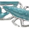 imageDeco 79 Aluminum Metal Lobster Living Room Decor Tray Enameled Ottoman Tray with Silver Metal Exterior Set of 2 Serving Tray 11quot 9quot W TealTeal
