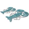 imageDeco 79 Aluminum Metal Lobster Living Room Decor Tray Enameled Ottoman Tray with Silver Metal Exterior Set of 2 Serving Tray 11quot 9quot W TealTeal
