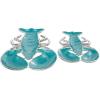 imageDeco 79 Aluminum Metal Lobster Living Room Decor Tray Enameled Ottoman Tray with Silver Metal Exterior Set of 2 Serving Tray 11quot 9quot W TealTeal