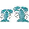 imageDeco 79 Aluminum Metal Lobster Living Room Decor Tray Enameled Ottoman Tray with Silver Metal Exterior Set of 2 Serving Tray 11quot 9quot W TealTeal