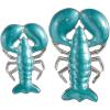 imageDeco 79 Aluminum Metal Lobster Living Room Decor Tray Enameled Ottoman Tray with Silver Metal Exterior Set of 2 Serving Tray 11quot 9quot W TealTeal