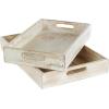 imageDeco 79 Mango Wood Handmade Whitewashed Tray with Carved Mandala Interior Set of 2 18quot 16quot W CreamCream