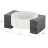 imageDeco 79 Marble Geometric Living Room Decor Tray Round Ottoman Tray with Black Rectangular Blocks Serving Tray 10quot x 8quot x 3quot WhiteWhite