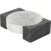imageDeco 79 Marble Geometric Living Room Decor Tray Round Ottoman Tray with Black Rectangular Blocks Serving Tray 10quot x 8quot x 3quot WhiteWhite