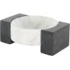 imageDeco 79 Marble Geometric Living Room Decor Tray Round Ottoman Tray with Black Rectangular Blocks Serving Tray 10quot x 8quot x 3quot WhiteWhite