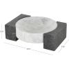 imageDeco 79 Marble Geometric Living Room Decor Tray Round Ottoman Tray with Black Rectangular Blocks Serving Tray 10quot x 8quot x 3quot WhiteWhite
