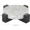 imageDeco 79 Marble Geometric Living Room Decor Tray Round Ottoman Tray with Black Rectangular Blocks Serving Tray 10quot x 8quot x 3quot WhiteWhite