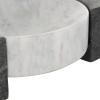 imageDeco 79 Marble Geometric Living Room Decor Tray Round Ottoman Tray with Black Rectangular Blocks Serving Tray 10quot x 8quot x 3quot WhiteWhite