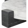 imageDeco 79 Marble Geometric Living Room Decor Tray Round Ottoman Tray with Black Rectangular Blocks Serving Tray 10quot x 8quot x 3quot WhiteWhite