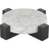 imageDeco 79 Marble Geometric Living Room Decor Tray Round Ottoman Tray with Black Rectangular Blocks Serving Tray 10quot x 8quot x 3quot WhiteWhite