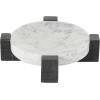 imageDeco 79 Marble Geometric Living Room Decor Tray Round Ottoman Tray with Black Rectangular Blocks Serving Tray 10quot x 8quot x 3quot WhiteWhite