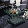 imageDeco 79 Marble Living Room Decor Tray Ottoman Tray with Raised Border Set of 2 Serving Tray 10quot 8quot W Green