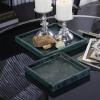 imageDeco 79 Marble Living Room Decor Tray Ottoman Tray with Raised Border Set of 2 Serving Tray 10quot 8quot W Green