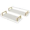 imageDeco 79 Marble Living Room Decor Tray Textured Ottoman Tray with Gold Handles Set of 2 Serving Tray 18quot15quot W WhiteWhite