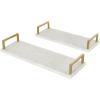 imageDeco 79 Marble Living Room Decor Tray Textured Ottoman Tray with Gold Handles Set of 2 Serving Tray 18quot15quot W WhiteWhite
