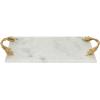 imageDeco 79 Marble Living Room Decor Tray Textured Ottoman Tray with Gold Handles Set of 2 Serving Tray 18quot15quot W WhiteWhite