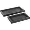 imageDeco 79 Marble Minimalistic Slim Textured Tray Set of 2 143quot 1105quot W BlackBlack