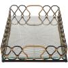 imageDeco 79 Metal Circular Woven Tray with Glass Base 22quot x 12quot x 4quot BlackBlack