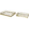 imageDeco 79 Metal Circular Woven Tray with Glass Base 22quot x 12quot x 4quot BlackGold