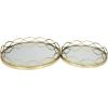 imageDeco 79 Metal Circular Woven Tray with Glass Base 22quot x 12quot x 4quot BlackGold
