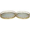 imageDeco 79 Metal Circular Woven Tray with Glass Base 22quot x 12quot x 4quot BlackGold