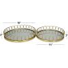 imageDeco 79 Metal Circular Woven Tray with Glass Base 22quot x 12quot x 4quot BlackGold