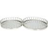 imageDeco 79 Metal Circular Woven Tray with Glass Base 22quot x 12quot x 4quot BlackSilver