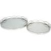 imageDeco 79 Metal Circular Woven Tray with Glass Base 22quot x 12quot x 4quot BlackSilver