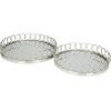 imageDeco 79 Metal Circular Woven Tray with Glass Base 22quot x 12quot x 4quot BlackSilver