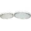 imageDeco 79 Metal Circular Woven Tray with Glass Base 22quot x 12quot x 4quot BlackSilver