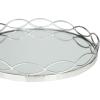imageDeco 79 Metal Circular Woven Tray with Glass Base 22quot x 12quot x 4quot BlackSilver