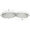 imageDeco 79 Metal Circular Woven Tray with Glass Base 22quot x 12quot x 4quot BlackSilver