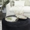 imageDeco 79 Metal Circular Woven Tray with Glass Base 22quot x 12quot x 4quot BlackSilver