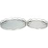 imageDeco 79 Metal Circular Woven Tray with Glass Base 22quot x 12quot x 4quot BlackSilver