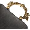 imageDeco 79 Metal Textured Curved Tray with Elevated Feet and Gold Scroll Vine Handles Set of 2 28quot 24quot W BlackBlack