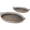 imageDeco 79 Metal Textured Curved Tray with Elevated Feet and Gold Scroll Vine Handles Set of 2 28quot 24quot W BlackBrass