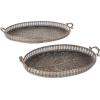 imageDeco 79 Metal Textured Curved Tray with Elevated Feet and Gold Scroll Vine Handles Set of 2 28quot 24quot W BlackBrass