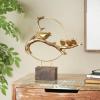 imageDeco 79 Polystone Bird Decorative Sculpture Family On A Branch Home Decor Statue with Brown Block Base Accent Figurine 15quot x 4quot x 16quot GoldGold