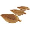 imageDeco 79 Teak Wood Leaf Handmade Carved Tray Set of 3 17quot 15quot 13quot H Brown17 x 10 x 15