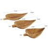 imageDeco 79 Teak Wood Leaf Handmade Carved Tray Set of 3 17quot 15quot 13quot H Brown17 x 10 x 15