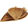 imageDeco 79 Teak Wood Leaf Handmade Carved Tray Set of 3 17quot 15quot 13quot H Brown17 x 10 x 15