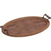 imageDeco 79 Wood Living Room Decor Tray Large Oval Ottoman Tray with Scroll Metal Handles Serving Tray 29quot x 19quot x 4quot Brown