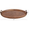imageDeco 79 Wood Living Room Decor Tray Large Oval Ottoman Tray with Scroll Metal Handles Serving Tray 29quot x 19quot x 4quot Brown