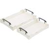 imageDeco 79 Wood Living Room Decor Tray Ottoman Tray with Metal Handles Set of 2 Serving Tray 20quot 17quotW White